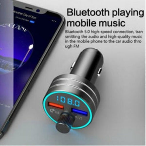 C1 - Silver Bluetooth FM Transmitter w/ Dual USB ports