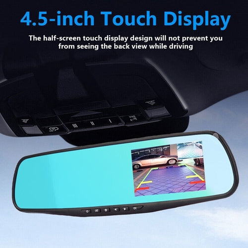 1080P HD Rearview Mirror Dash Cam w/Dual Cameras