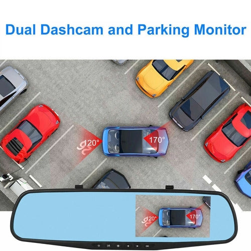 1080P HD Rearview Mirror Dash Cam w/Dual Cameras